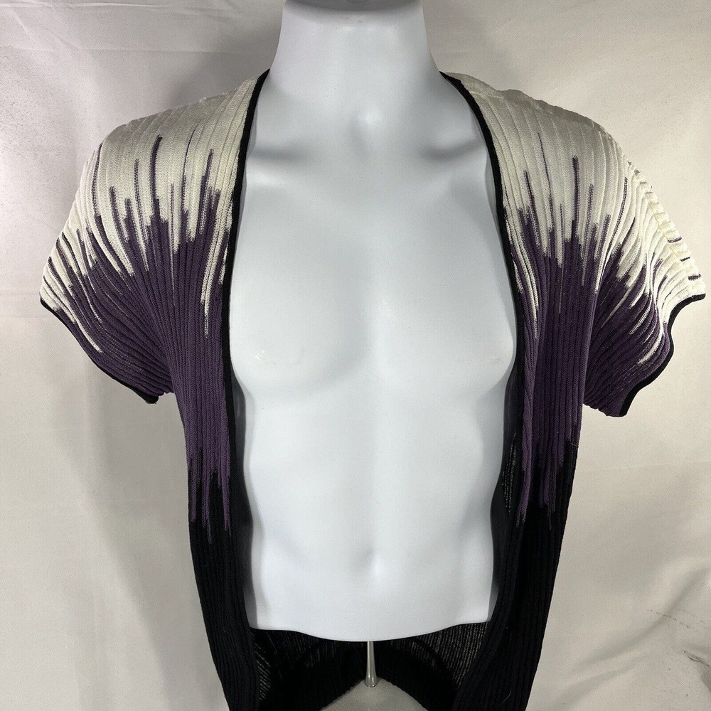 EASY WEAR BY CHICOS WOMENS SIZE 0 OPEN FRONT TOP NWT NEW ZIG ZAG STROKES PURPLE